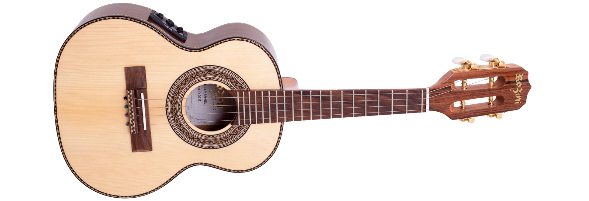 Cavaco Eletroacústico Rozini RC15.EGC.N.LP Presença Brasil Esplendor Tampo Spruce Maciço Louro Preto Equalizador GC-02 Natural Brilho