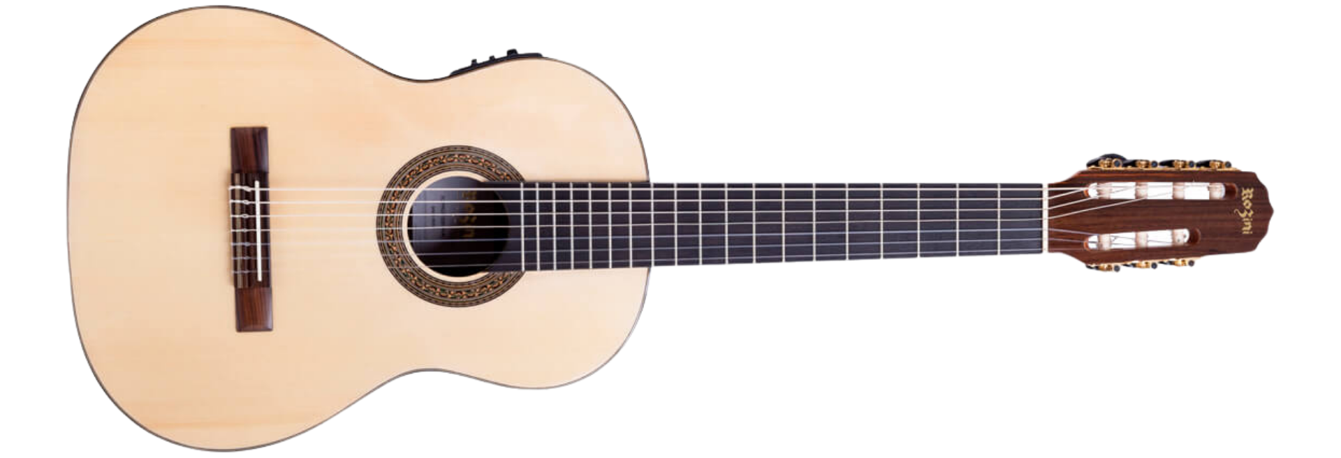 Violão Eletroacústico RX227.FCB.N.J 7 Cordas Rozini Profissional Ativo EQ Fishman Clásica Blend Tampo Spruce Maciço Jacarandá Natural