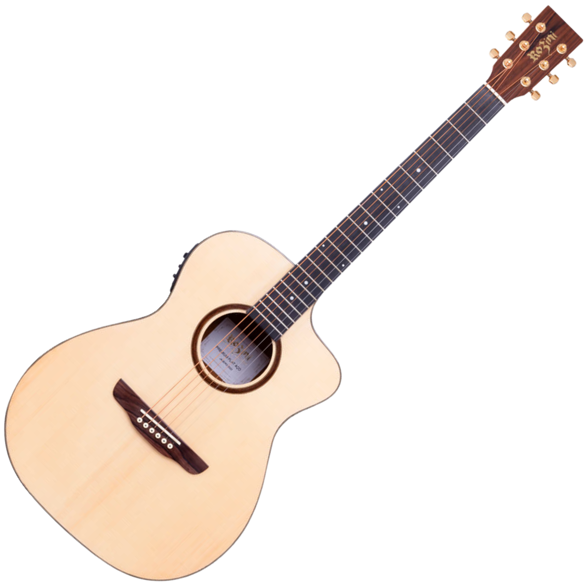 Violão Eletroacústico Aço Rozini RX620.FPP.N.CT.LP Premium Auditório Cutaway Tampo Spruce Maciço Louro Preto Fishman Presys Plus Natural