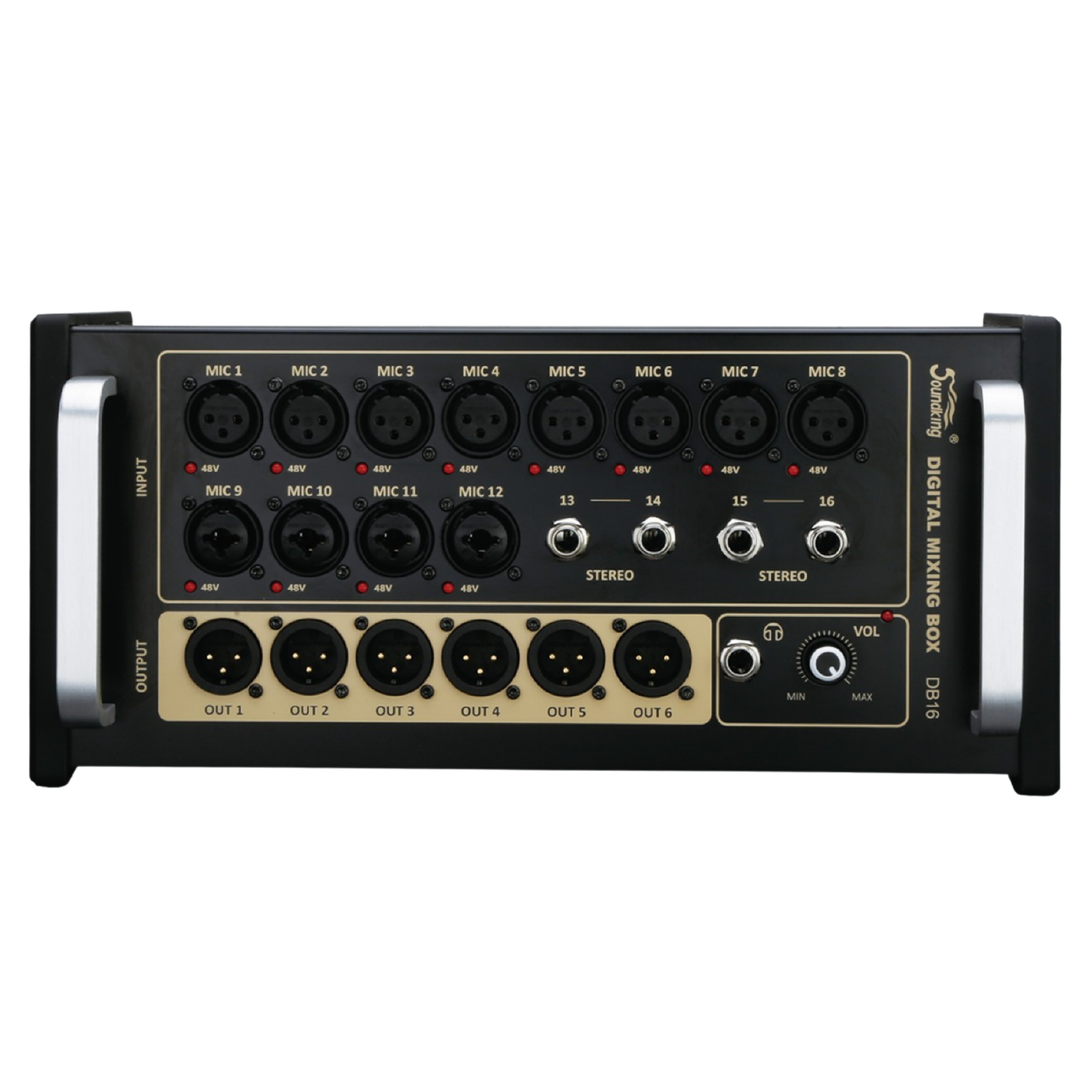 Mesa de Som Digital Soundking DB16 16 Canais Rack com Controle Remoto via Tablet e Efeitos