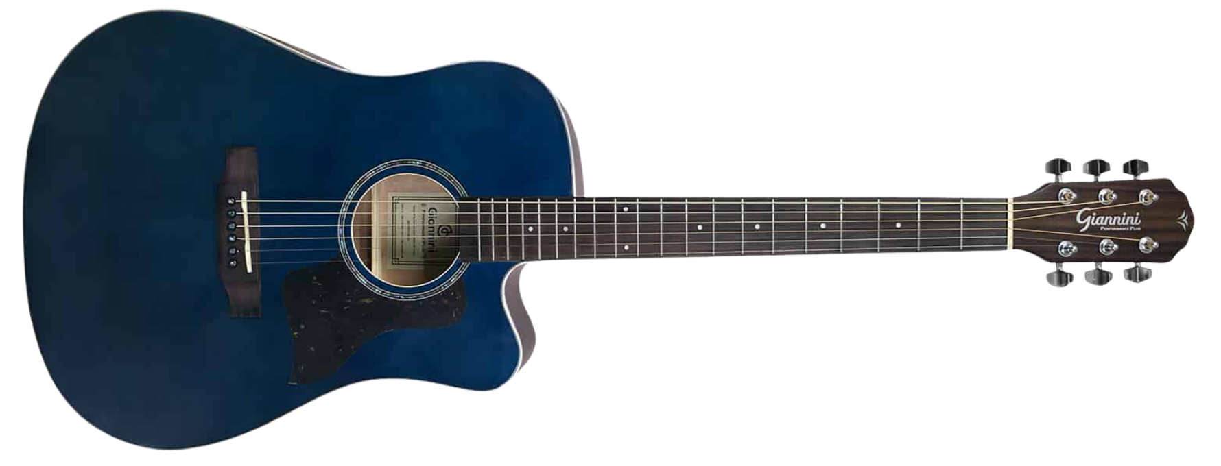 Violão Eletroacústico Aço Giannini Performance Plus GDC PLUS CEQ MB Marine Blue Dreadnought Cutaway com MT-3 e Afinador