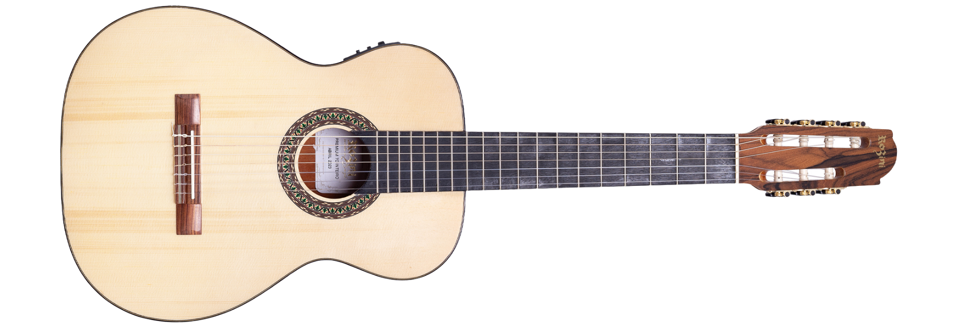 Violão Eletroacústico Nylon Rozini RX720.FC3.N.LP Premium 7 Cordas Clássico NAT Natural Brilho Fishman Clásica III e Bag
