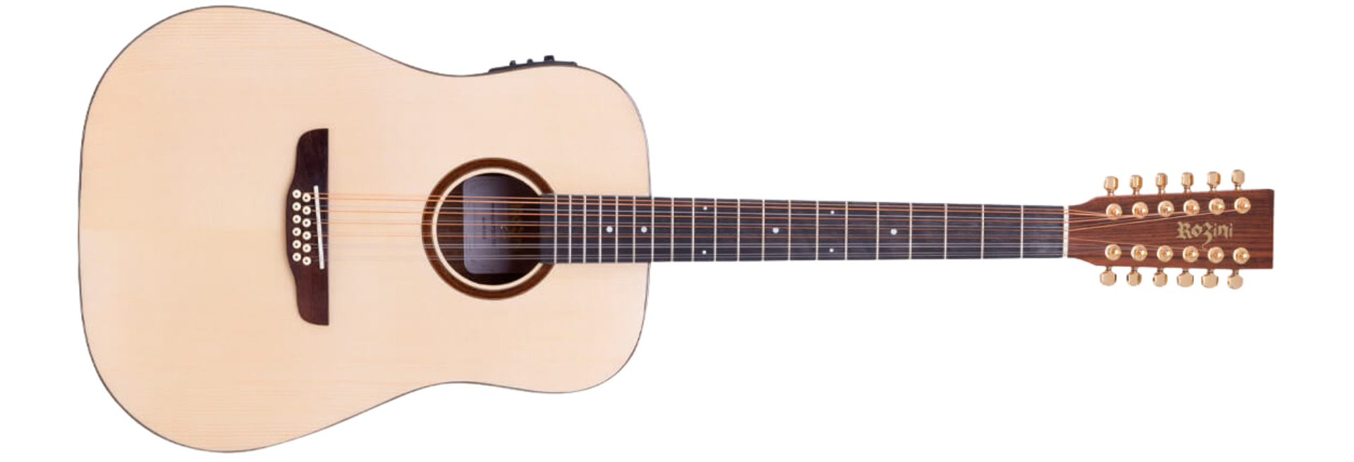 Violão Eletroacústico Aço Rozini RX421.FPP.N.LP Premium Folk 12 Cordas NAT Natural Brilho Fishman Presys e Bag
