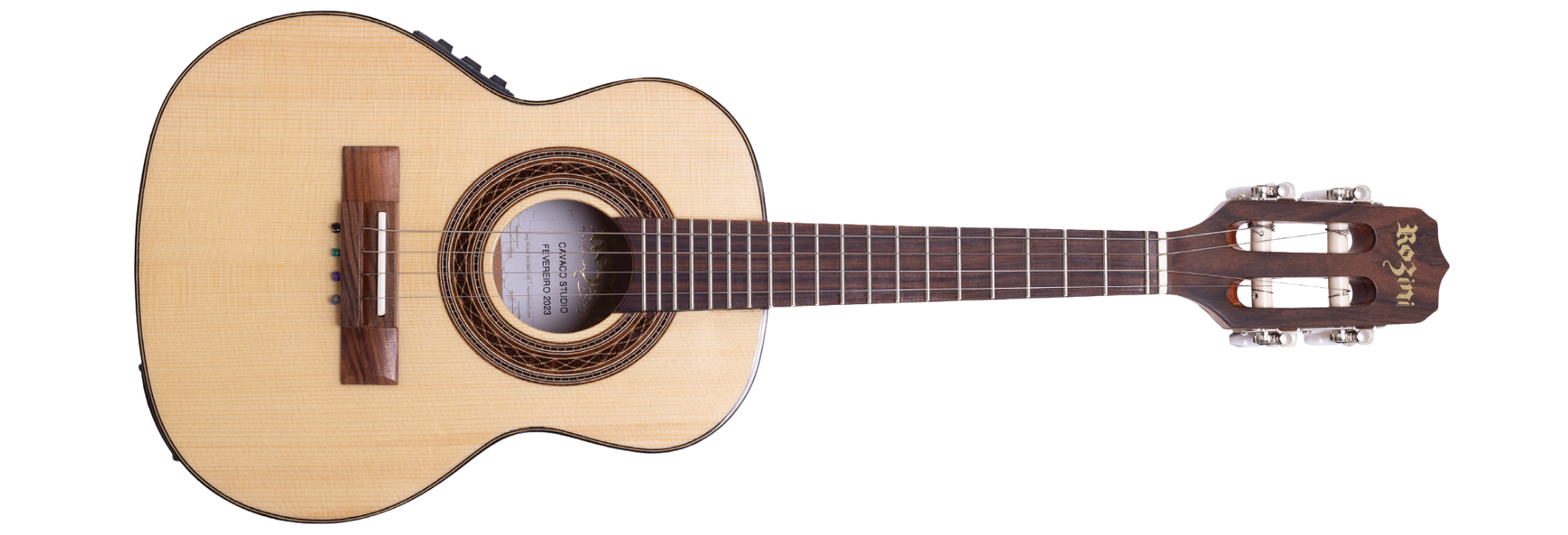 Cavaco Eletroacústico Rozini RC12.EGC.N.LP Studio Caixa Baixa NAT Natural Brilho Tampo Spruce Maciço Escala Purple-Heart EQ Rozini GC-2