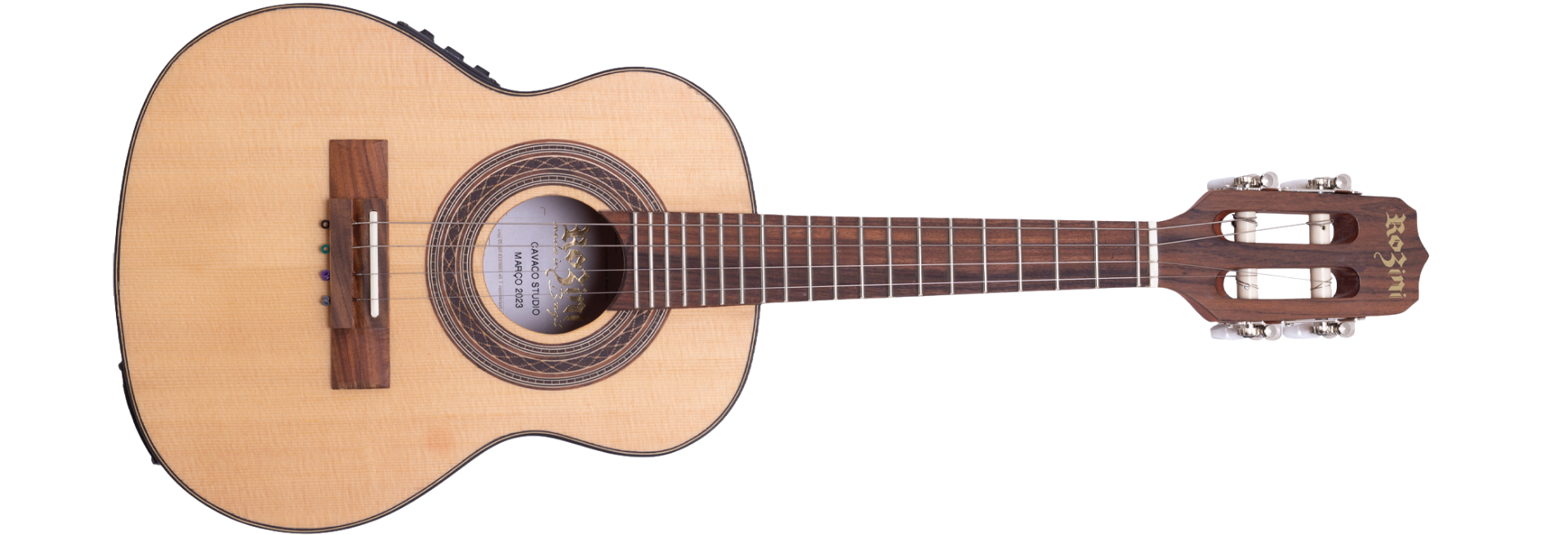 Cavaco Eletroacústico Rozini RC12.EGC.F.LP Studio Caixa Baixa NAT Natural Fosco Tampo Spruce Maciço Escala Purple-Heart EQ Rozini GC-2
