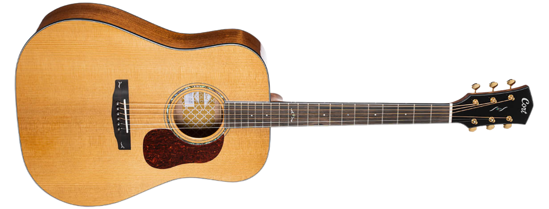 Violão Eletroacústico Aço Cort Gold-D6 NAT Natural Gloss Dreadnought com Fishman Flex Blend e Bag
