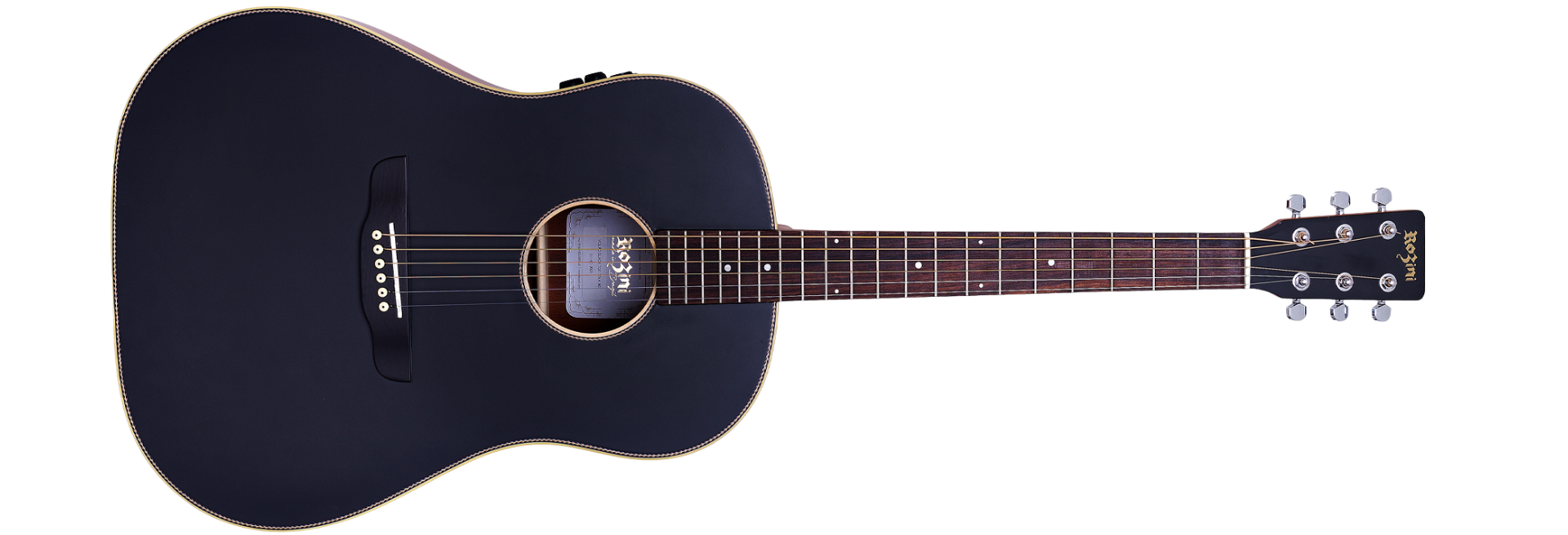 Violão Eletroacústico Aço Rozini RX320.RE2.F.M Black Top Folk 6 Cordas Preto Fosco Mogno com Tampo Spruce Maciço e EQ RE-02
