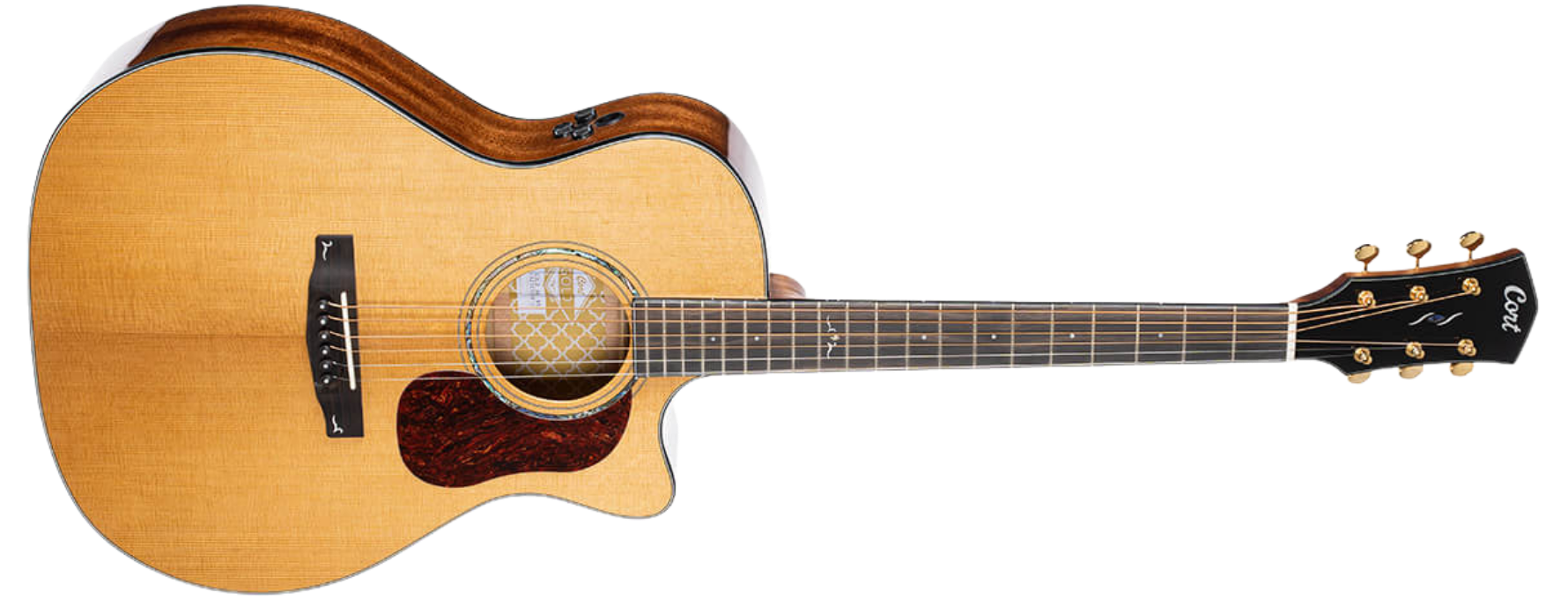 Violão Eletroacústico Aço Cort Gold-A6 NAT Natural Gloss Auditorium Cutaway com Fishman Flex Blend e Bag