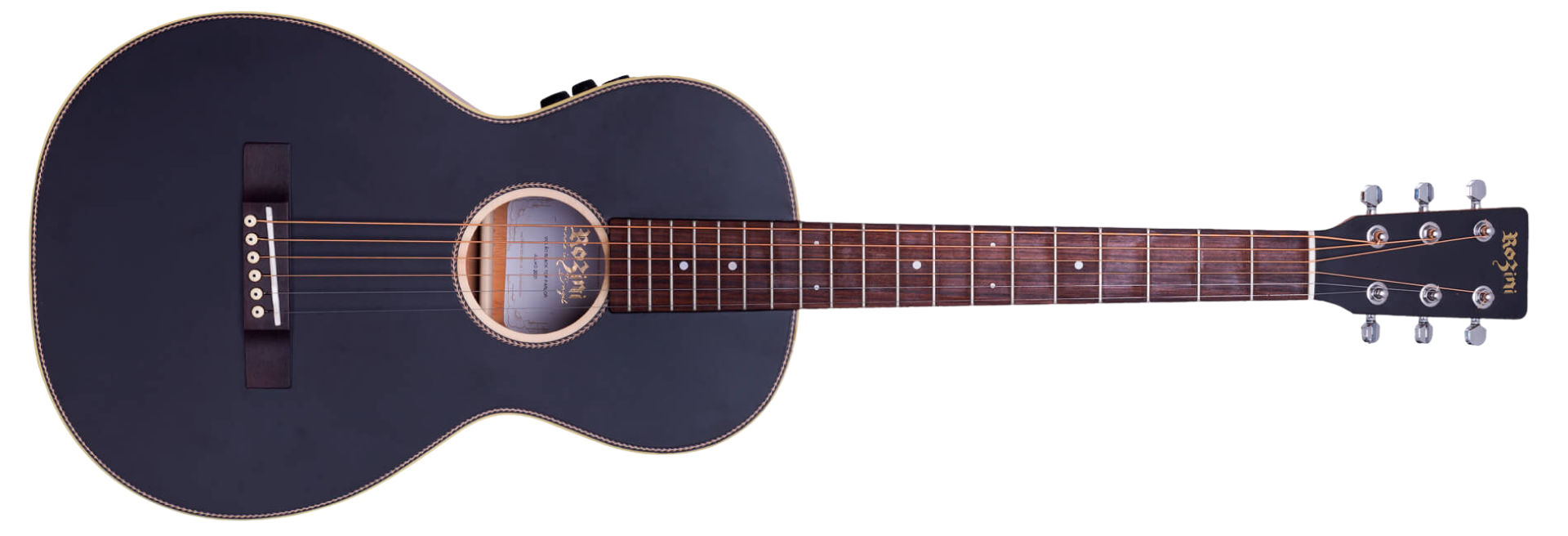 Violão Eletroacústico Aço Rozini RX333.RE2.F.M Black Top Parlor Preto Fosco Mogno com Tampo Spruce Maciço e EQ RE-02