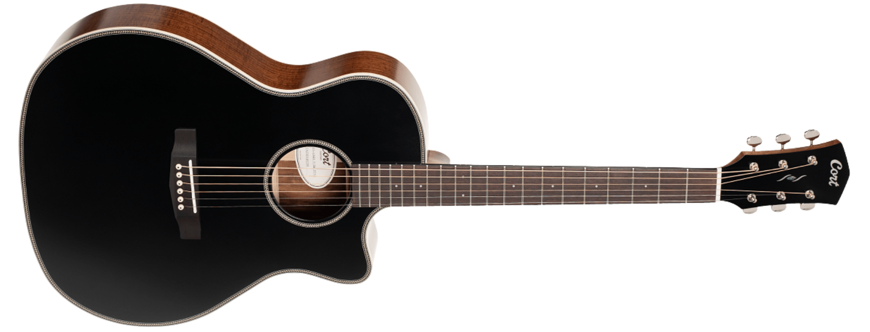 Violão Eletroacústico Aço Cort Essence-GA4 Special BTSG Black Top Semi Gloss Grand Auditorium com Fishman Presys VT