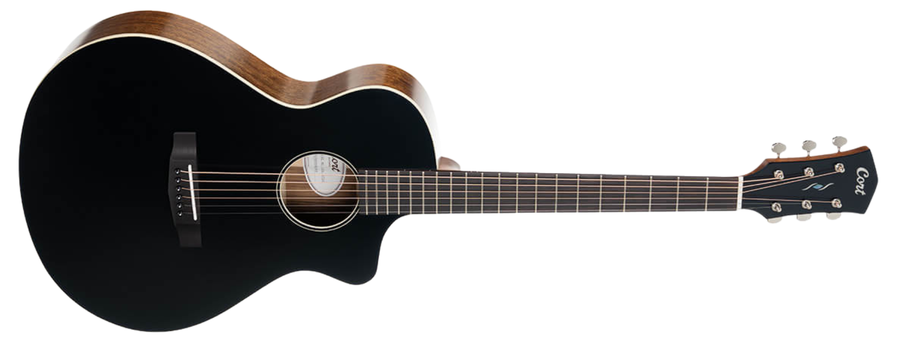 Violão Eletroacústico Aço Cort Core-MC Ovangkol BTSG Black Top Semi Gloss Modern Concert com Fishman Presys VT e Bag