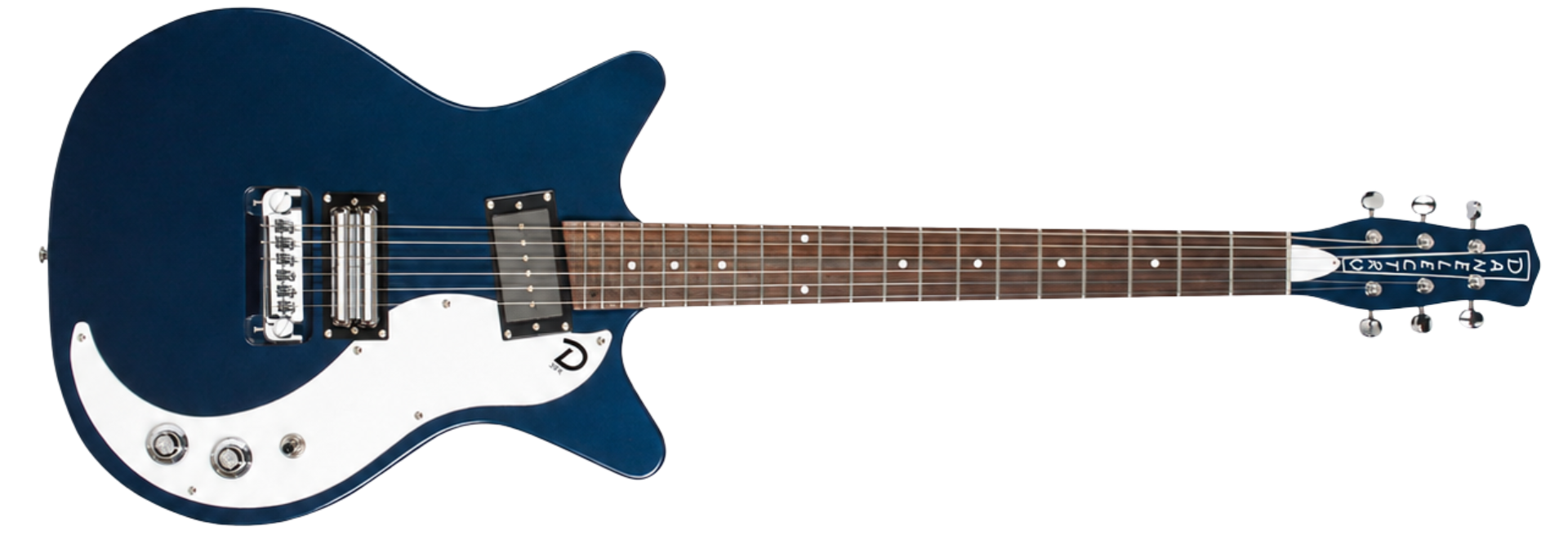 Guitarra Danelectro 59X Dark Blue Semi-Hollow com Lipstick Single-Coil Humbucker Coil Split e Ponte Wraparound