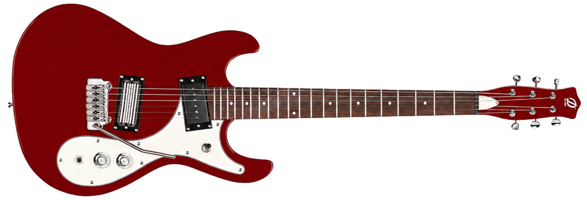 Guitarra Danelectro 64XT Blood Red Semi-Hollow com P-90 Style Lipstick Humbucker Coil Split e Tremolo Wilkinson