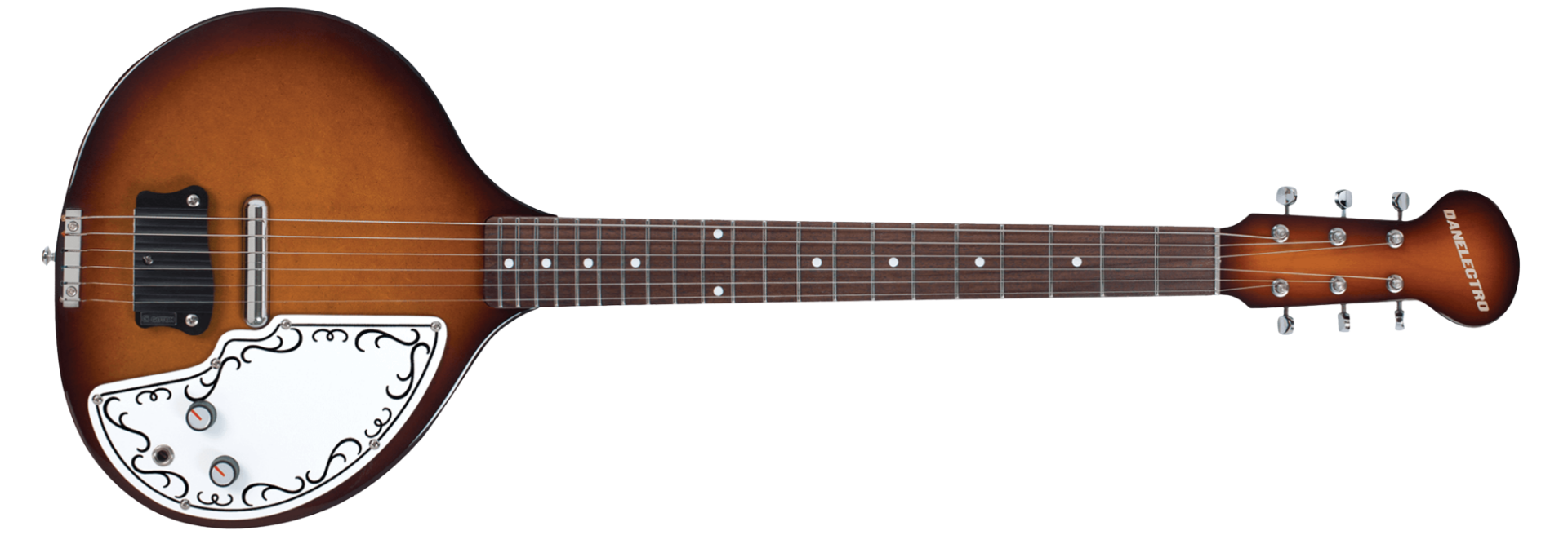 Sitar Elétrico Danelectro Baby Sitar Brown Sunburst 6 Cordas com Captador Lipstick e Ponte Gotoh Sitar