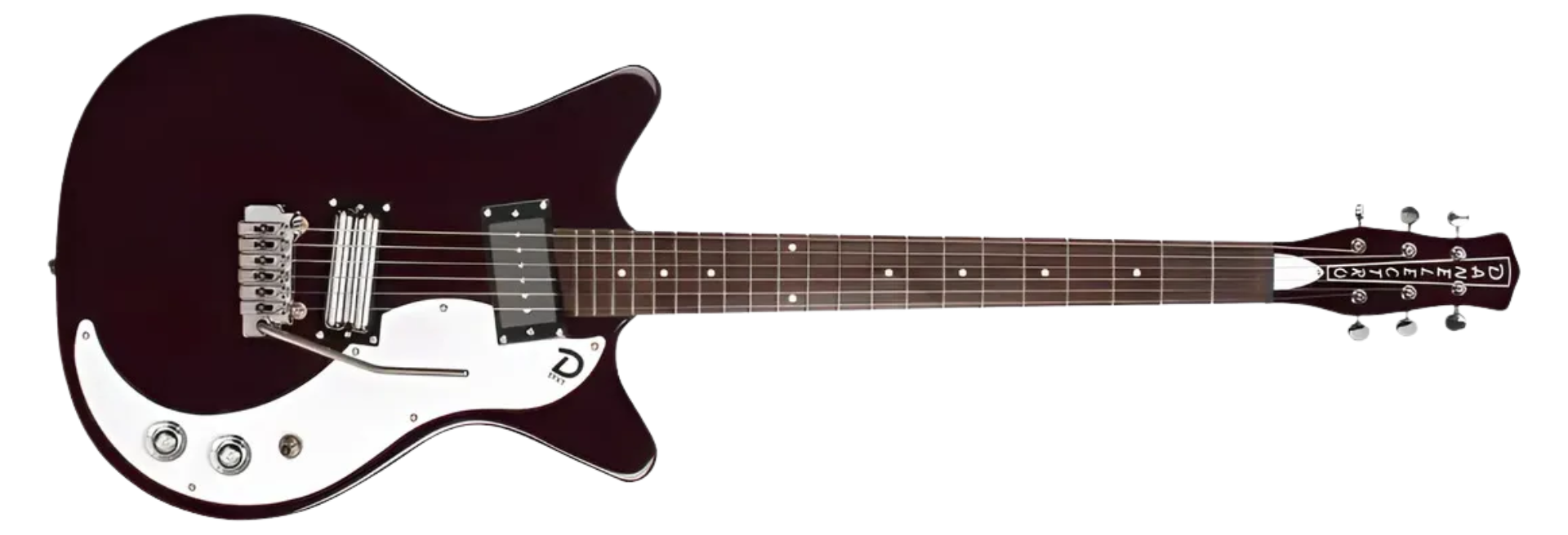 Guitarra Danelectro 59XT Dark Burgundy Semi-Oca 6 Cordas com Captadores H/S Lipstick Coil Split e Tremolo Wilkinson