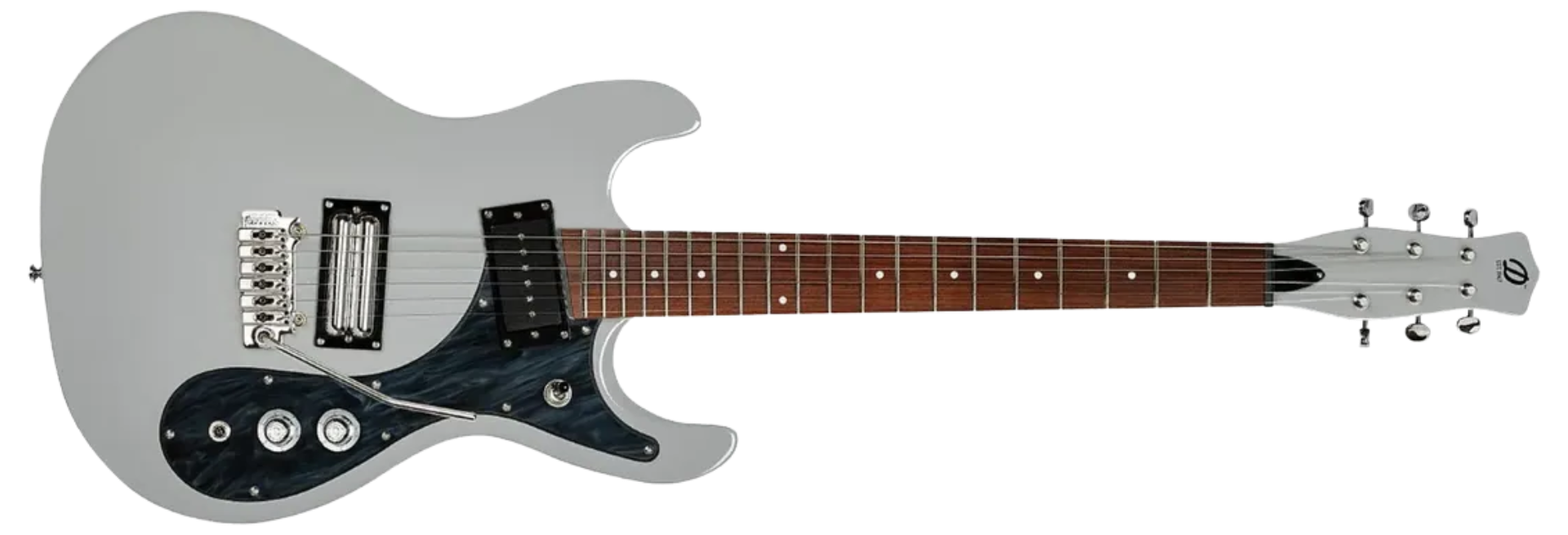 Guitarra Danelectro ’64XT Ice Grey com Escudo Black Marble Captadores Lipstick e Ponte Wilkinson Tremolo