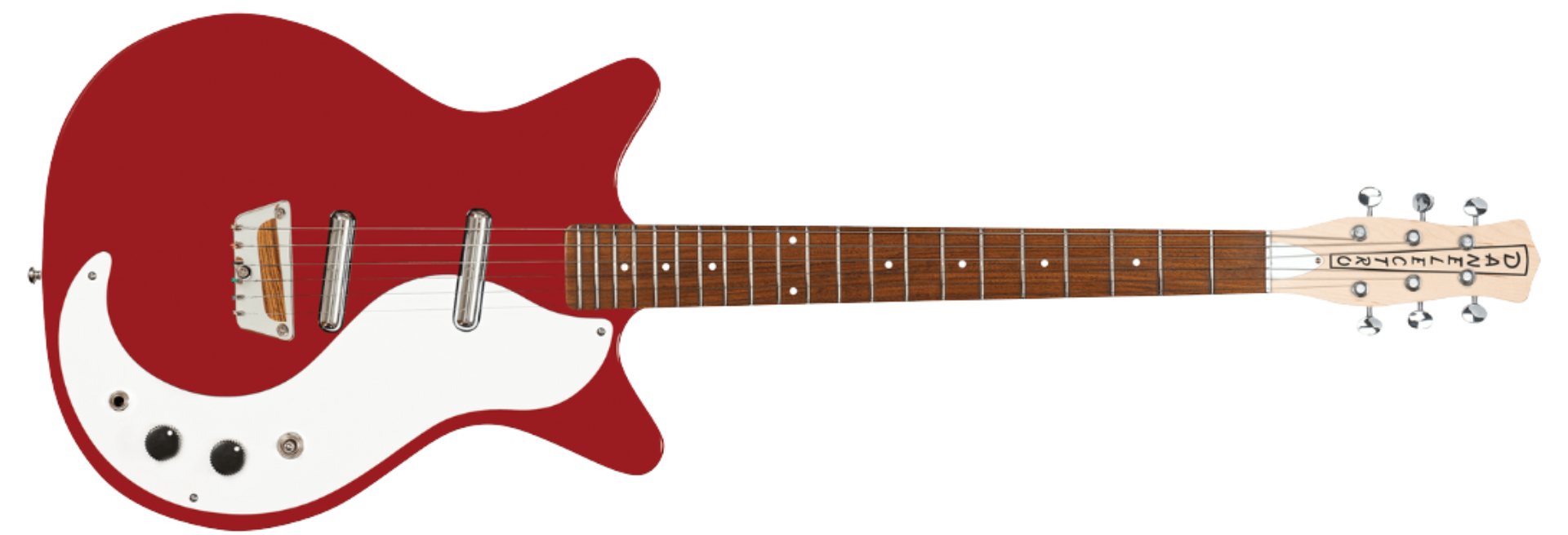 Guitarra Danelectro Stock ’59 Vintage Red Semi-Oca 6 Cordas com 2 Captadores Lipstick