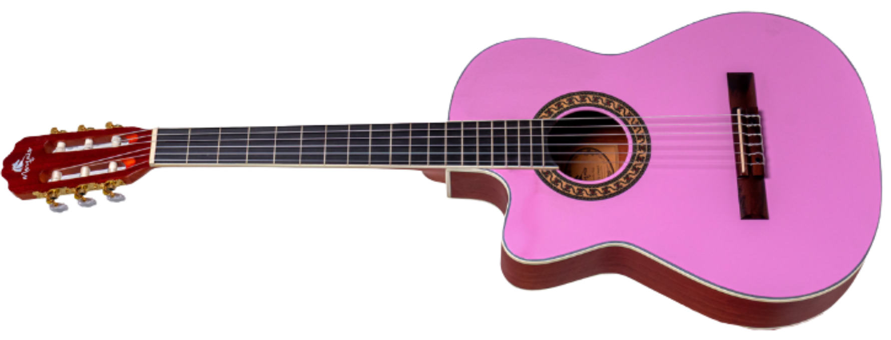 Violão Eletroacústico Nylon Marquês VN-17LPKEQ LH Canhoto LPK Light Pink Fosco Flat Cutaway com EQ 4BT Bluetooth