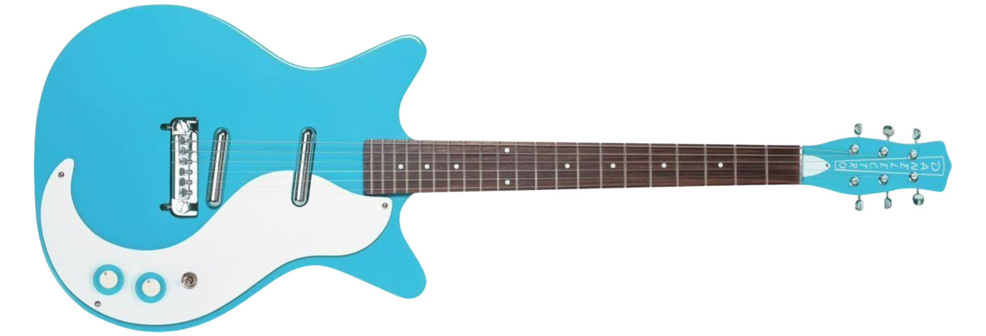 Guitarra Danelectro ’59 M NOS Light Blue Semi-Oca 6 Cordas com 2 Captadores NOS Lipstick