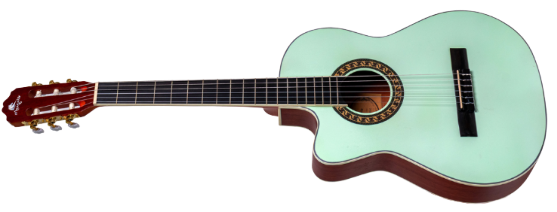Violão Eletroacústico Nylon Marquês VN-17LGREQ LH Canhoto LGR Light Green Fosco Flat Cutaway com EQ 4BT Bluetooth