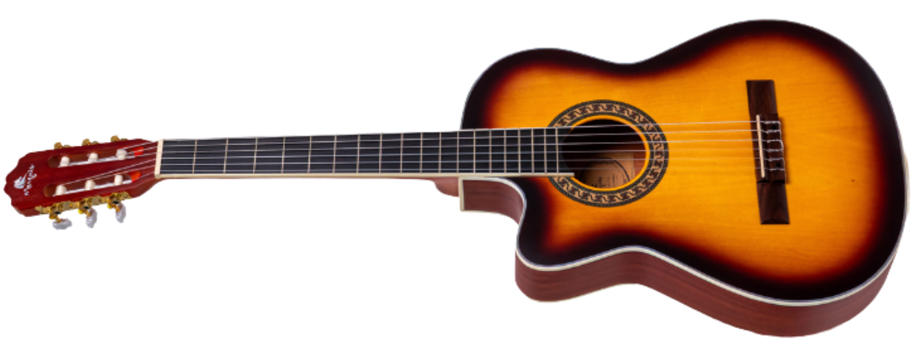 Violão Eletroacústico Nylon Marquês VN-17SBEQ LH Canhoto SB Sunburst Fosco Flat Cutaway com EQ 4BT Bluetooth