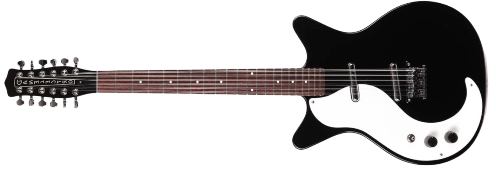Guitarra Danelectro 12 Cordas Black Semi-Hollow LH Canhoto com 2 Captadores Lipstick Single-Coil ’56