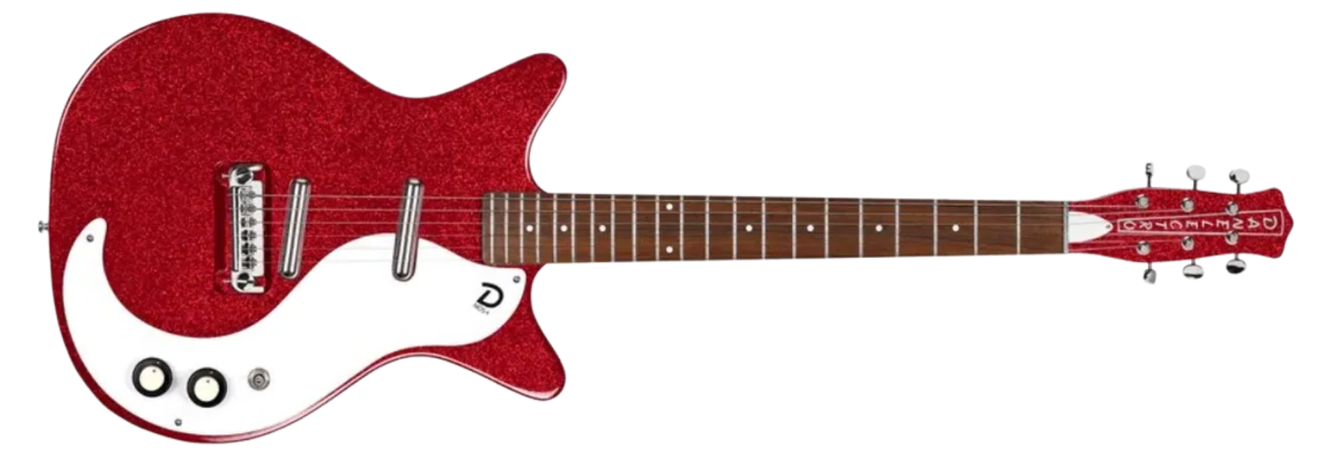 Guitarra Danelectro '59M NOS+ Red Metal Flake Semi-Oca 6 Cordas com 2 Captadores NOS Lipstick