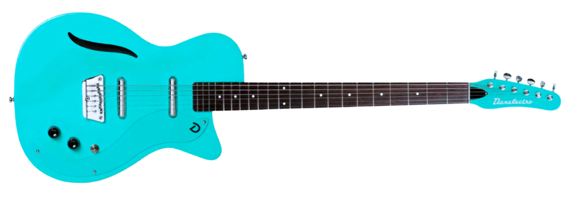 Guitarra Danelectro Vintage Baritone Dark Aqua 6 Cordas Semi-Acústica com Captadores Lipstick e Escala 29,75"