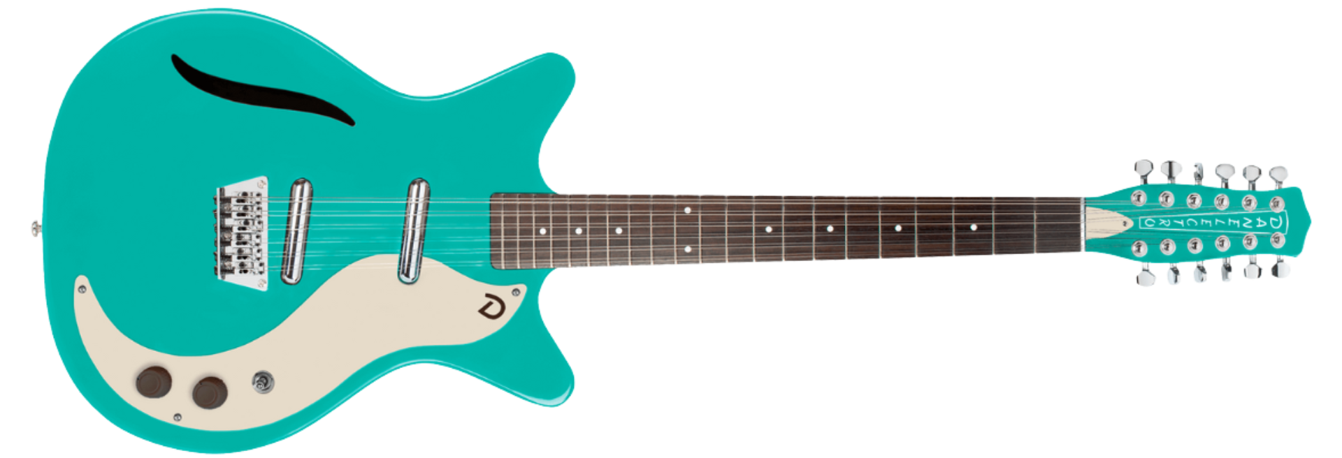 Guitarra Danelectro Vintage 12 String Dark Aqua 12 Cordas Hollowbody com 2 Captadores Lipstick e Ponte Ajustável
