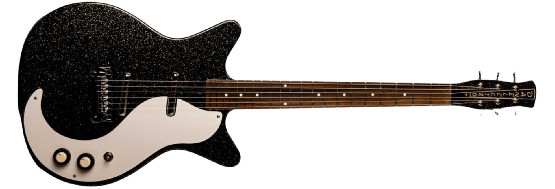 Guitarra Danelectro 59 M MJ Black Metal Flake 6 Cordas Semi-Oca com 2 Captadores Lipstick e Ponte Wraparound