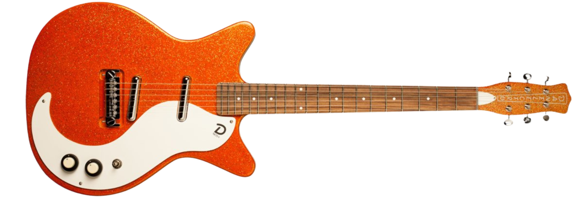 Guitarra Danelectro 59 M NOS Orange Metal Flake 6 Cordas Semi-Oca com 2 Captadores Lipstick