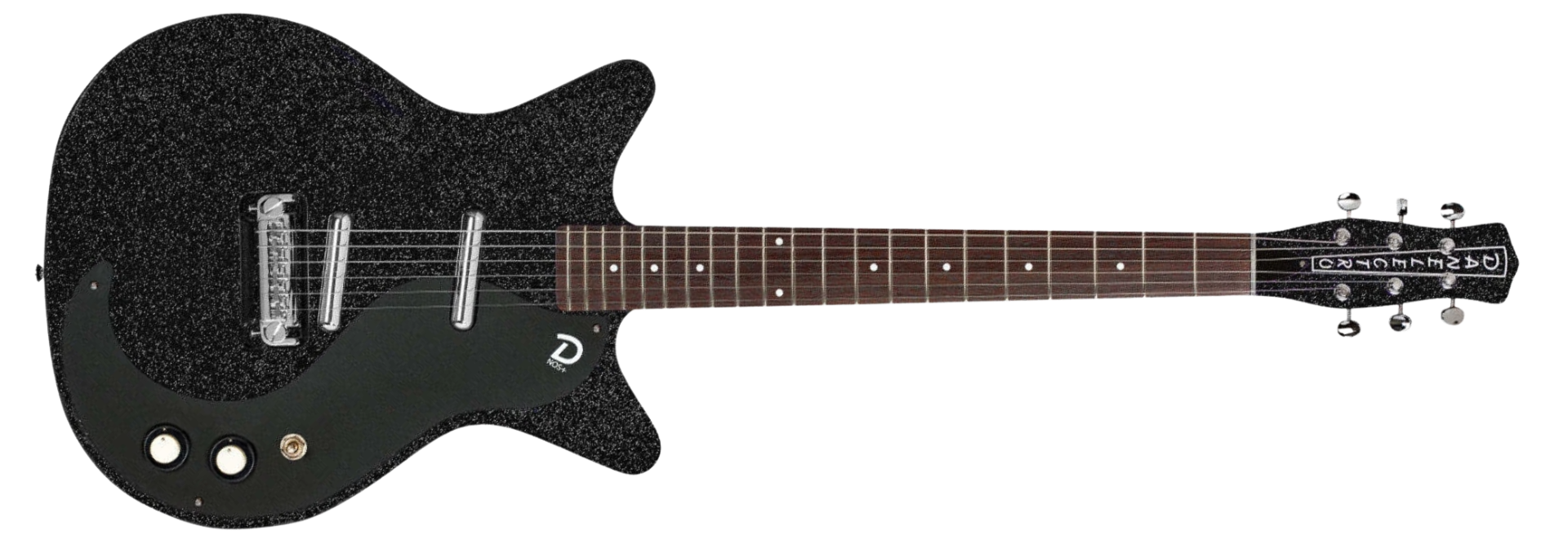 Guitarra Danelectro Blackout ’59 Black Metalflake 6 Cordas Semi-Oca com 2 Captadores NOS Lipstick e Ponte Wraparound