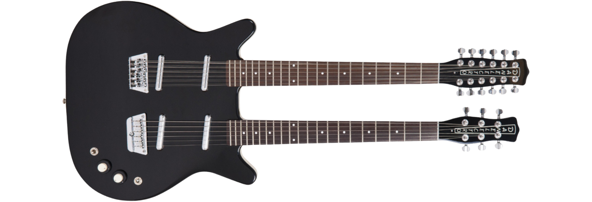Guitarra Danelectro Doubleneck 6/12 Strings Black com 6 e 12 Cordas e 2 Captadores Lipstick