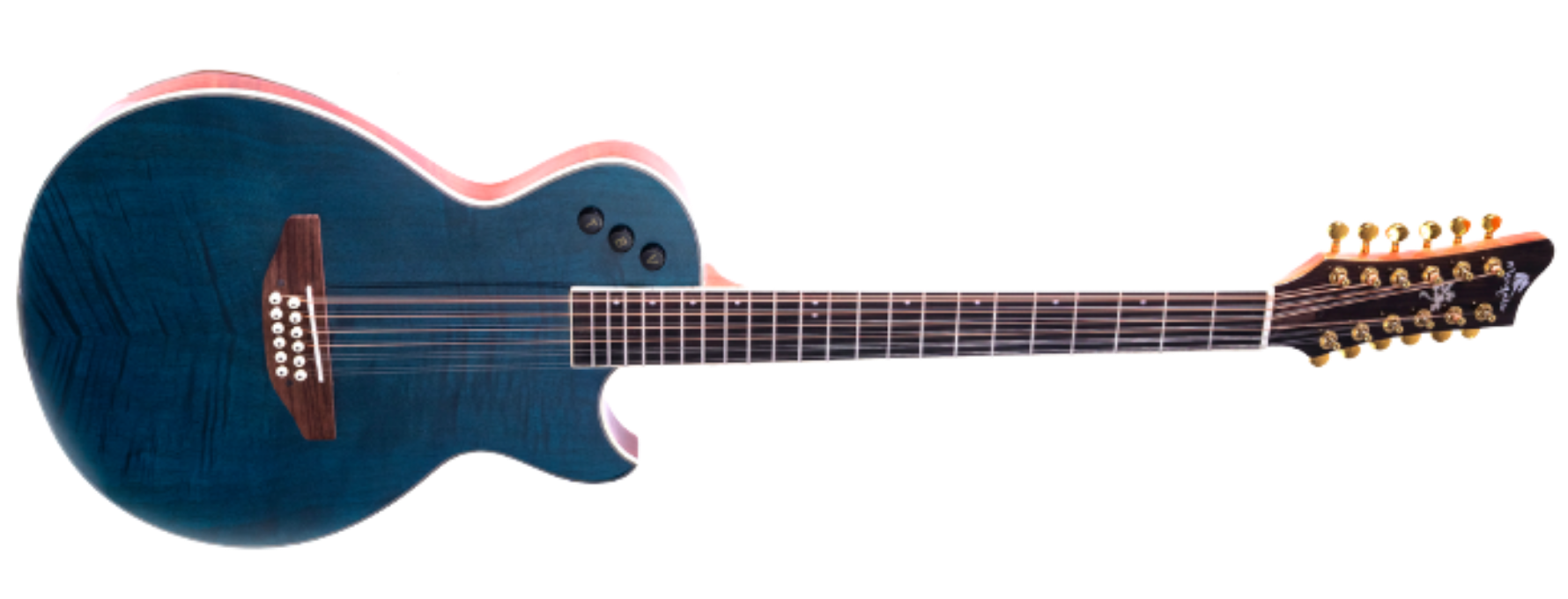 Violão Eletroacústico Aço Marquês 12-VA-21BLTEQ BLT Azul Tigrado Brilho 12 Cordas Flat com EQ MQ3 e Bag