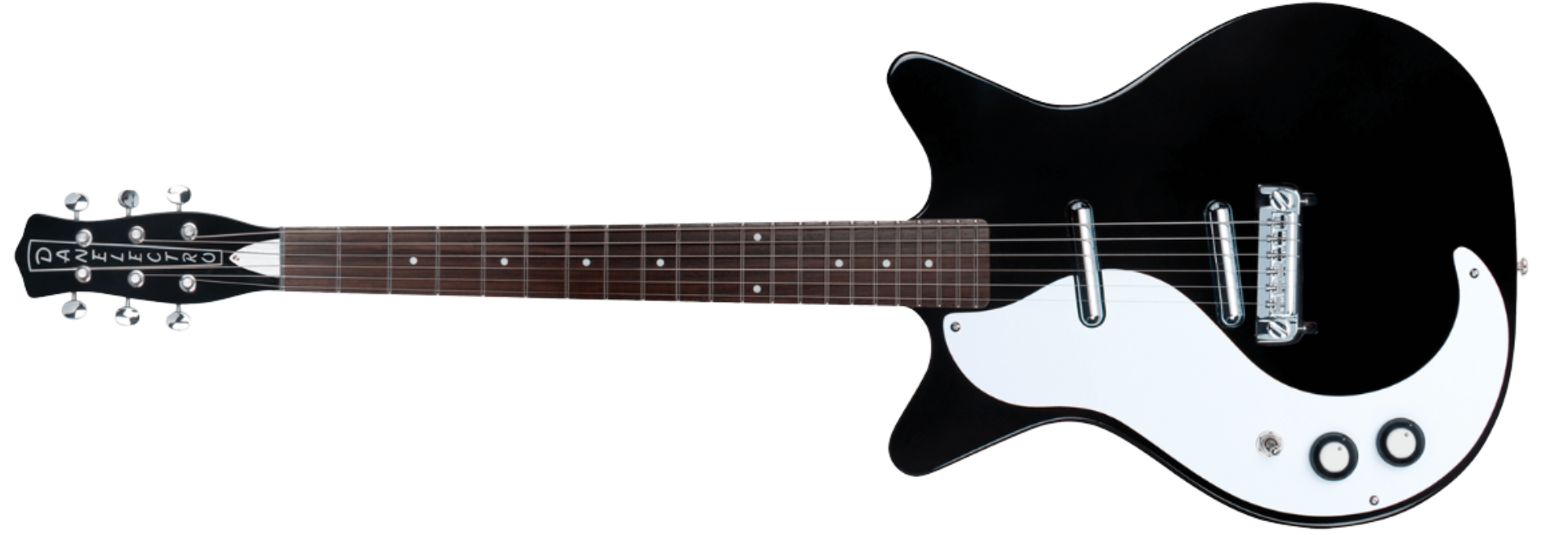 Guitarra Danelectro Vintage 12 String Black 12 Cordas LH Canhoto Semi-Oca com 2 Captadores Lipstick e Ponte Ajustável