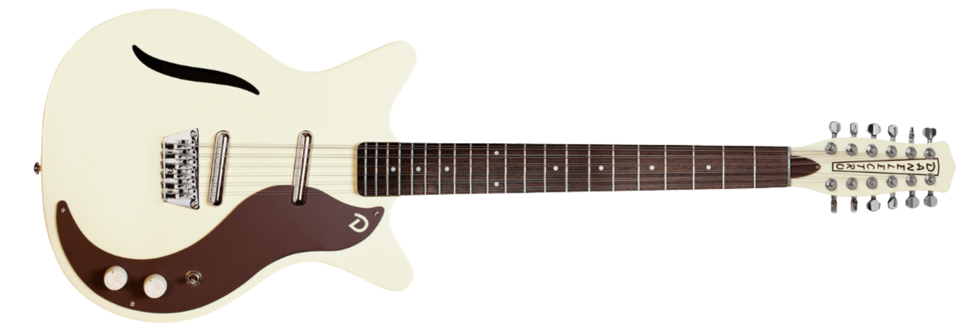 Guitarra Danelectro Vintage 12 String Vintage White 12 Cordas Semi-Oca com 2 Captadores Lipstick e Ponte Ajustável