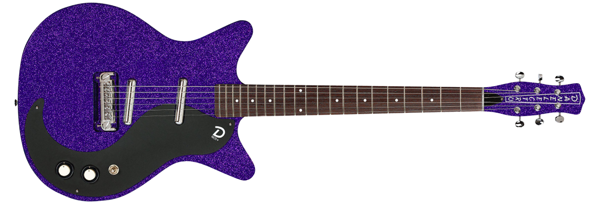 Guitarra Danelectro Blackout ’59 Purple Metalflake 6 Cordas Semi-Oca com 2 Captadores NOS+ Lipstick e Ponte Wraparound