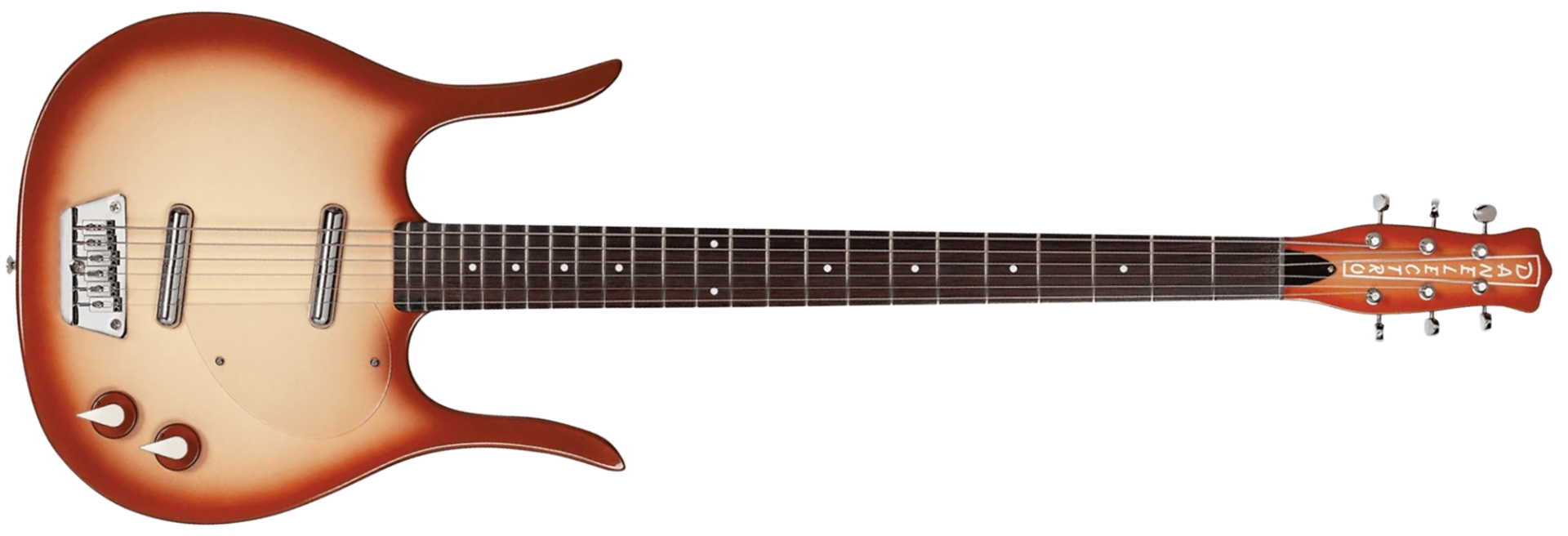 Guitarra Danelectro Longhorn Baritone Copper Burst 6 Cordas Semi-Oca com 2 Captadores Lipstick e Escala