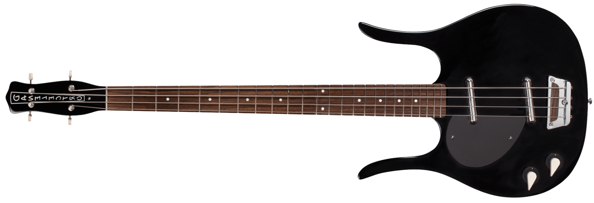 Contrabaixo Danelectro '58 Longhorn Bass Black 4 Cordas LH Canhoto Semi-Oco com 2 Captadores Lipstick