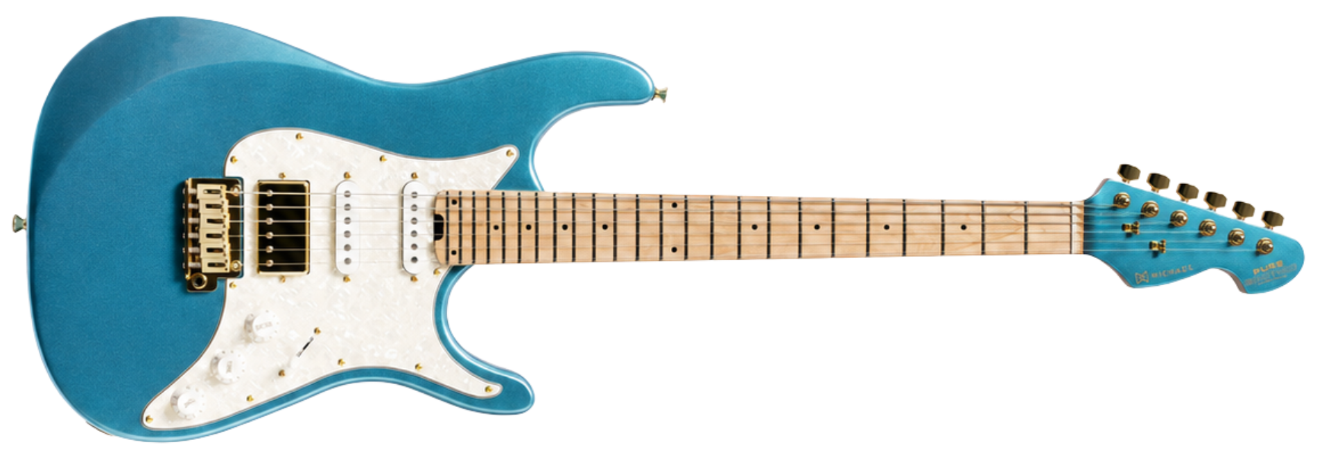 Guitarra Michael GMS290 MLG Metallic Light Glacier Gold SSH com Trastes Inox Ponte Tremolo 2 Pivôs e Bag
