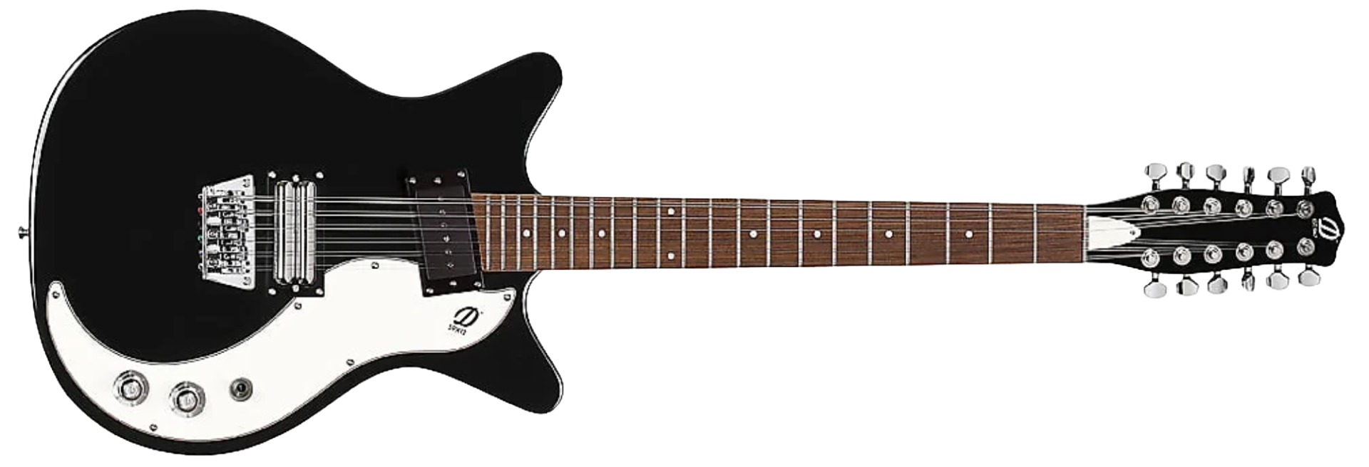 Guitarra Danelectro 59X12 Black 12 Cordas Semi-Oca com Captadores P-90 e Humbucker Lipstick com Coil Split e Ponte Ajustável