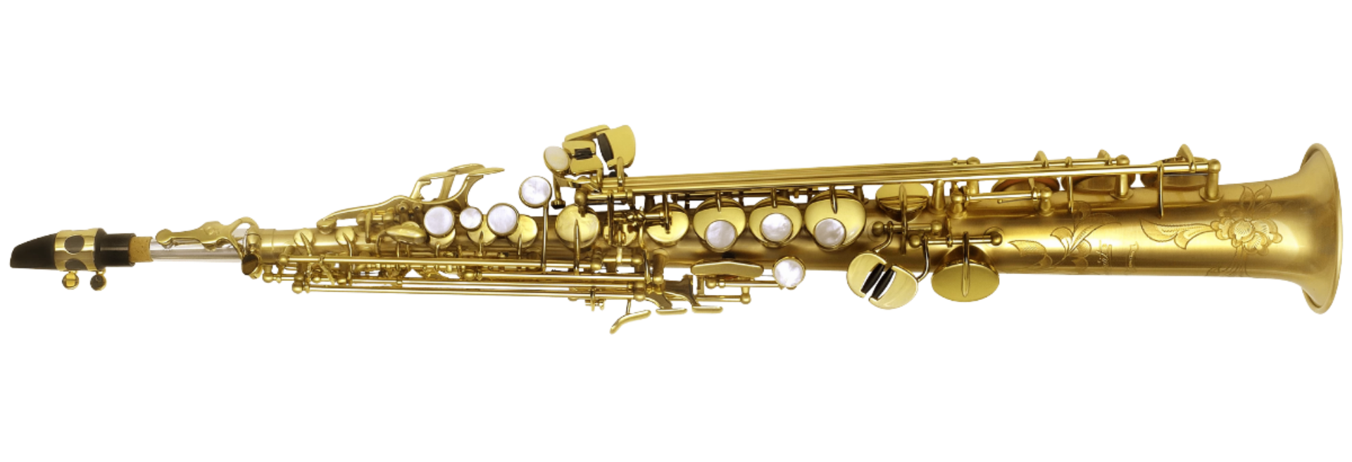 Saxofone Soprano P.Mauriat Le Bravo 200 SGL Gold Lacquer Bb com Tudel Reto e Curvo e Case PM Traveller II