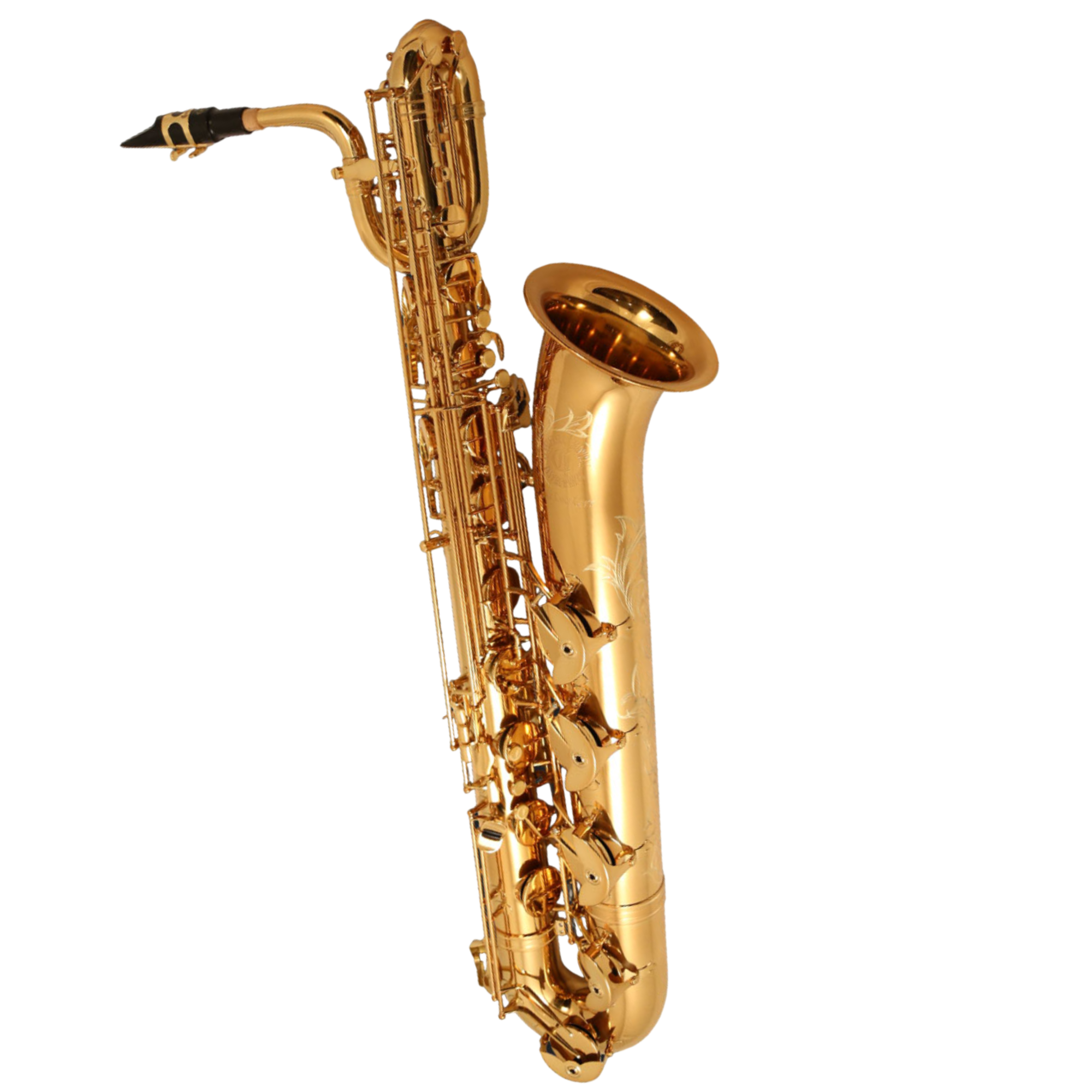 Saxofone Barítono Cannonball B7-L Artist Series Gold Lacquer com Campana Martelada à Mão e Chaves com Pedras Semipreciosas
