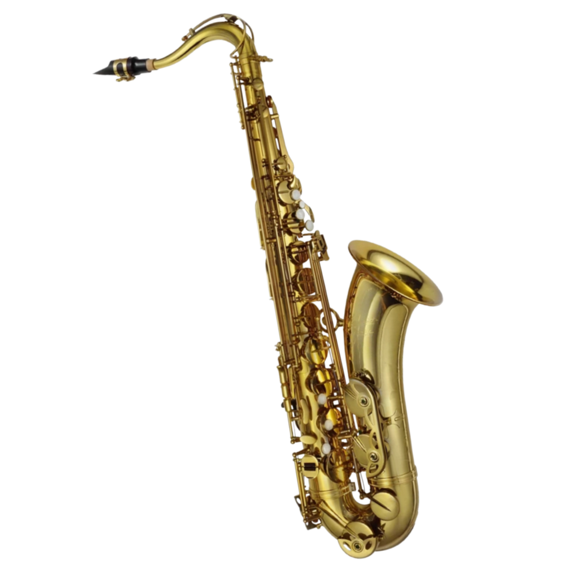 Saxofone Tenor P.Mauriat PMST-185 TGL Gold Lacquer Bb com Tudel Super VI, Campana Gravada à Mão e Case PM Traveller II