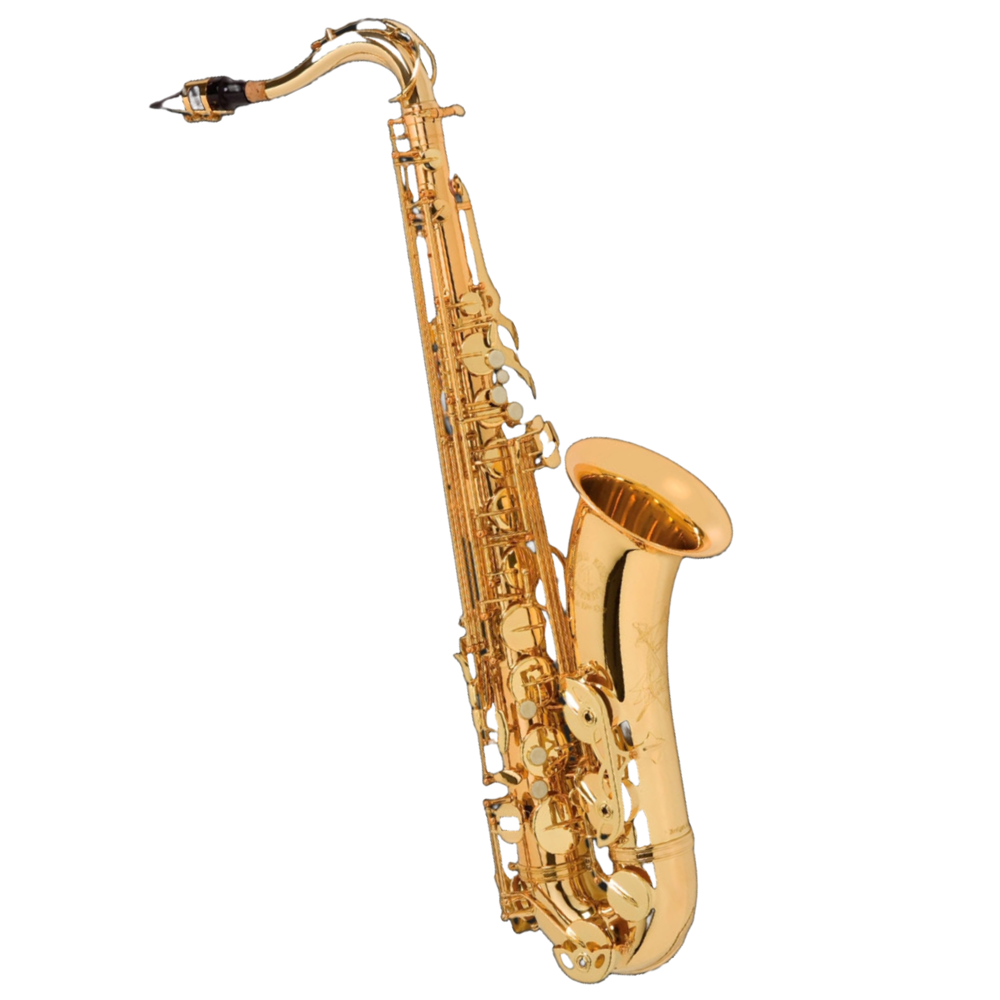 Saxofone Tenor Cannonball TAL Alcazar Tenor Gold Lacquered Bb com Campana Martelada à Mão e Chaves com Pedras Semipreciosas