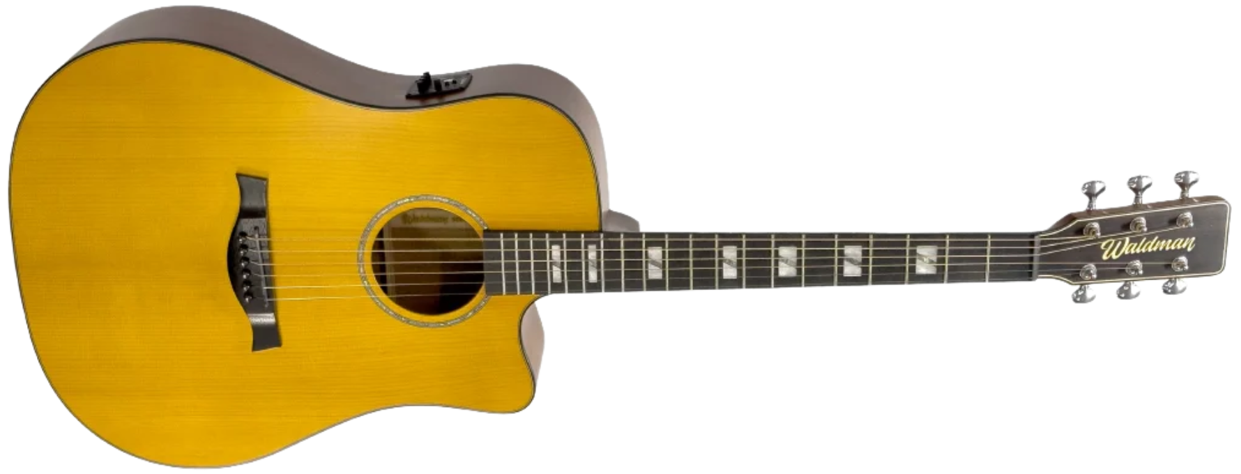 Violão Eletroacústico Aço Waldman DCEX-2041-YL Yellow Acetinado Folk Cutaway All Solid com EQ-4RTX e Bag
