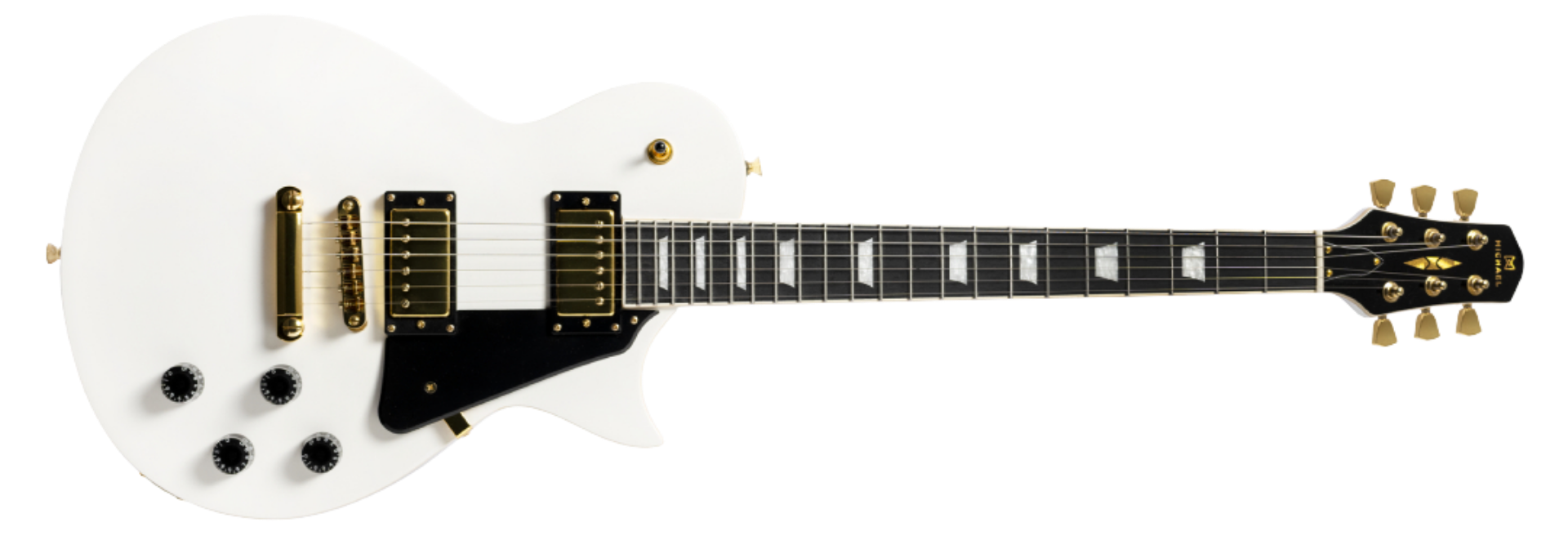 Guitarra Michael GML650 WPL White Pearl Gold Les Paul com 2 Humbuckers Cerâmicos e Trastes Extra-Jumbo em Inox