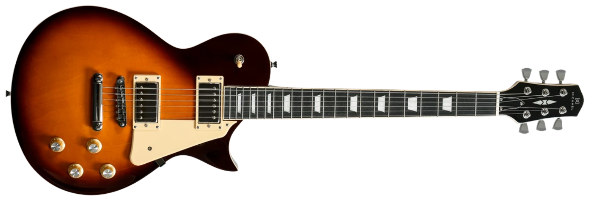 Guitarra Michael GML600 DCB Dark Cherry Burst Les Paul com 2 Humbuckers Cerâmicos e Trastes Extra-Jumbo em Inox