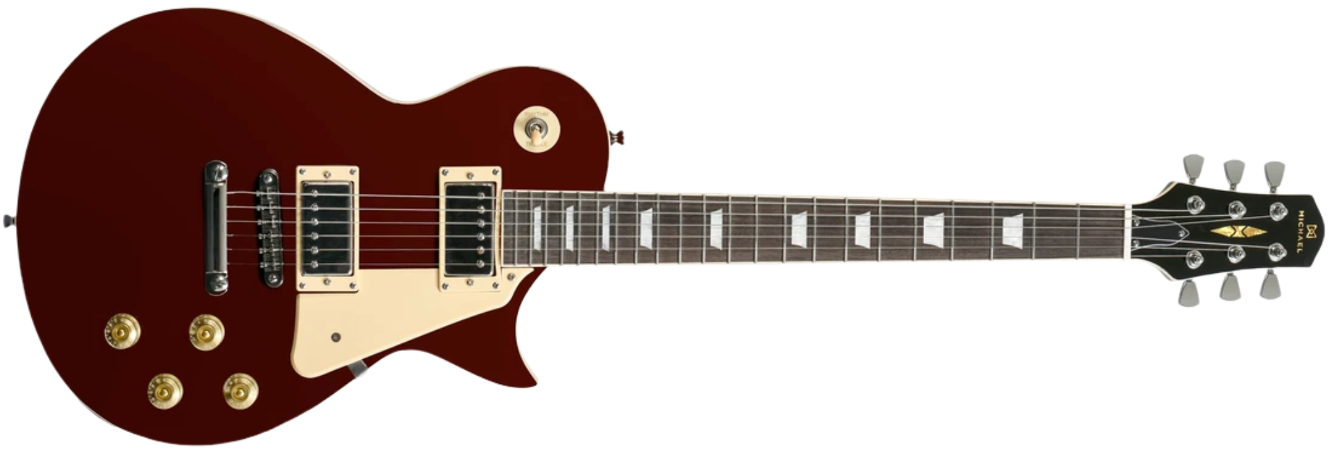 Guitarra Michael GML400 WRD Wine Red Les Paul com 2 Humbuckers Cerâmicos e Trastes Extra-Jumbo em Inox