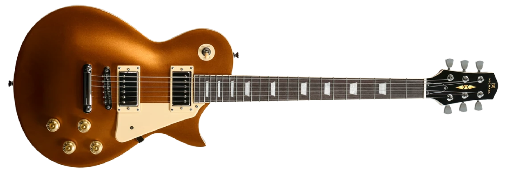 Guitarra Michael GML400 GDT Gold Top Les Paul com 2 Humbuckers Cerâmicos e Trastes Extra-Jumbo em Inox